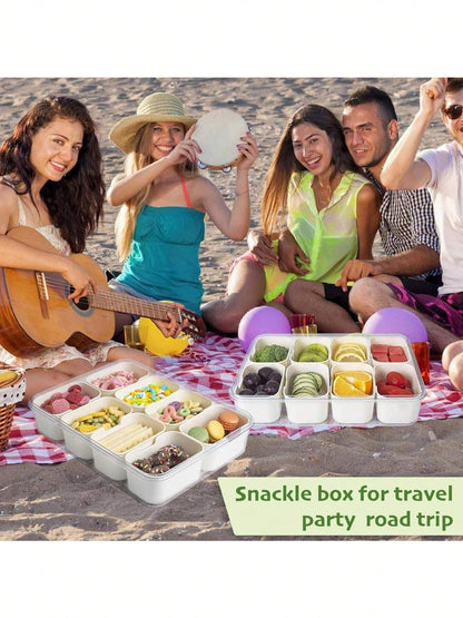 Divided Snack Box with Lid – Reusable Food Storage Bento Organizer