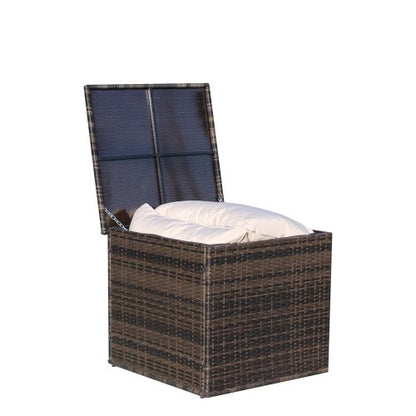 Brown Wicker Deck Storage Box | All-Weather Outdoor Furniture Cushion Bin