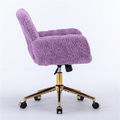 Wool Office Chair | Wide Seat, Reclining Fuzzy Desk Chair with Adjustable Tilt | Cozy Home Office Furniture