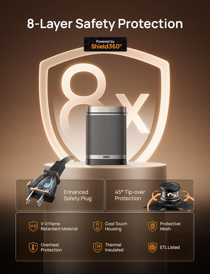 Dreo Space Heater, 1500W Portable Electric Heaters for Indoor Use, PTC Ceramic Heater for Office with Remote, Thermostat, 70°Oscillation, 12H Timer, 5 Modes, Safe Quiet Room Heater for Bedroom