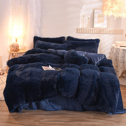 Luxury Thick Fleece Duvet Cover Set – Warm Queen & King Bedding for Winter