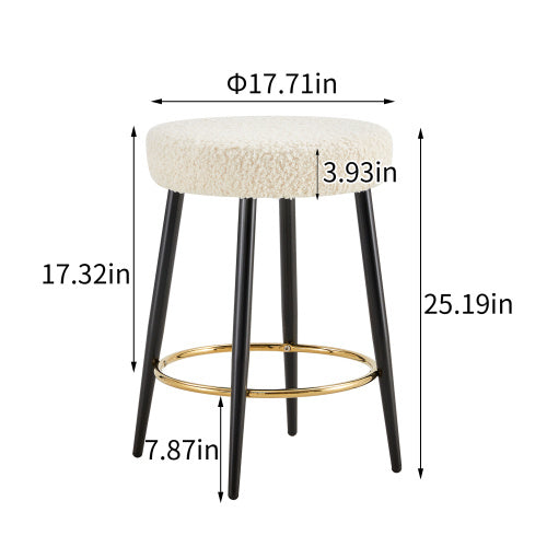 Counter Height Bar Stools Set of 2 – PU Upholstered Kitchen & Dining Chairs with Golden Footrest