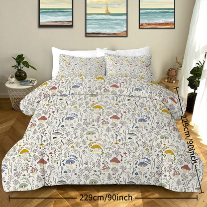 3-Piece Mushroom Comforter Set – Soft Microfiber Bedding for Twin, Full, Queen & King