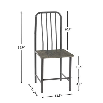 Modern Black & Brown Dining Set for Two | Tempered Glass Top Table with Metal Chairs | Small Space Furniture