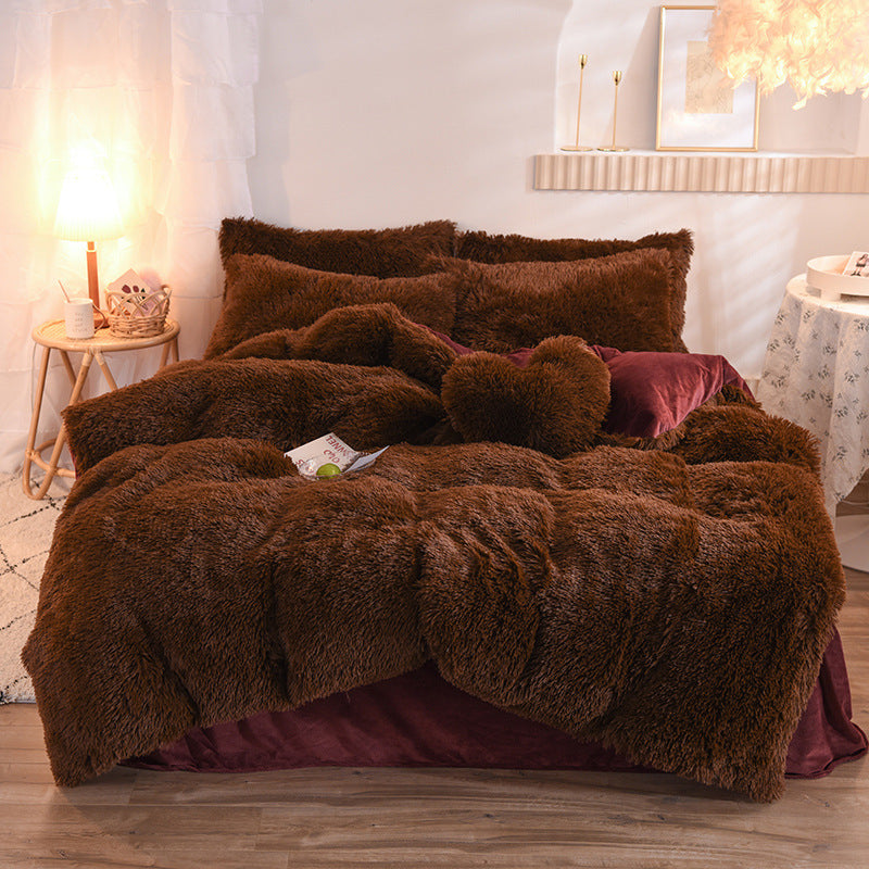 Luxury Thick Fleece Duvet Cover Set – Warm Queen & King Bedding for Winter