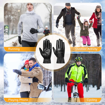 Unisex Black Leather Winter Gloves - Al-Noor Bazaar
