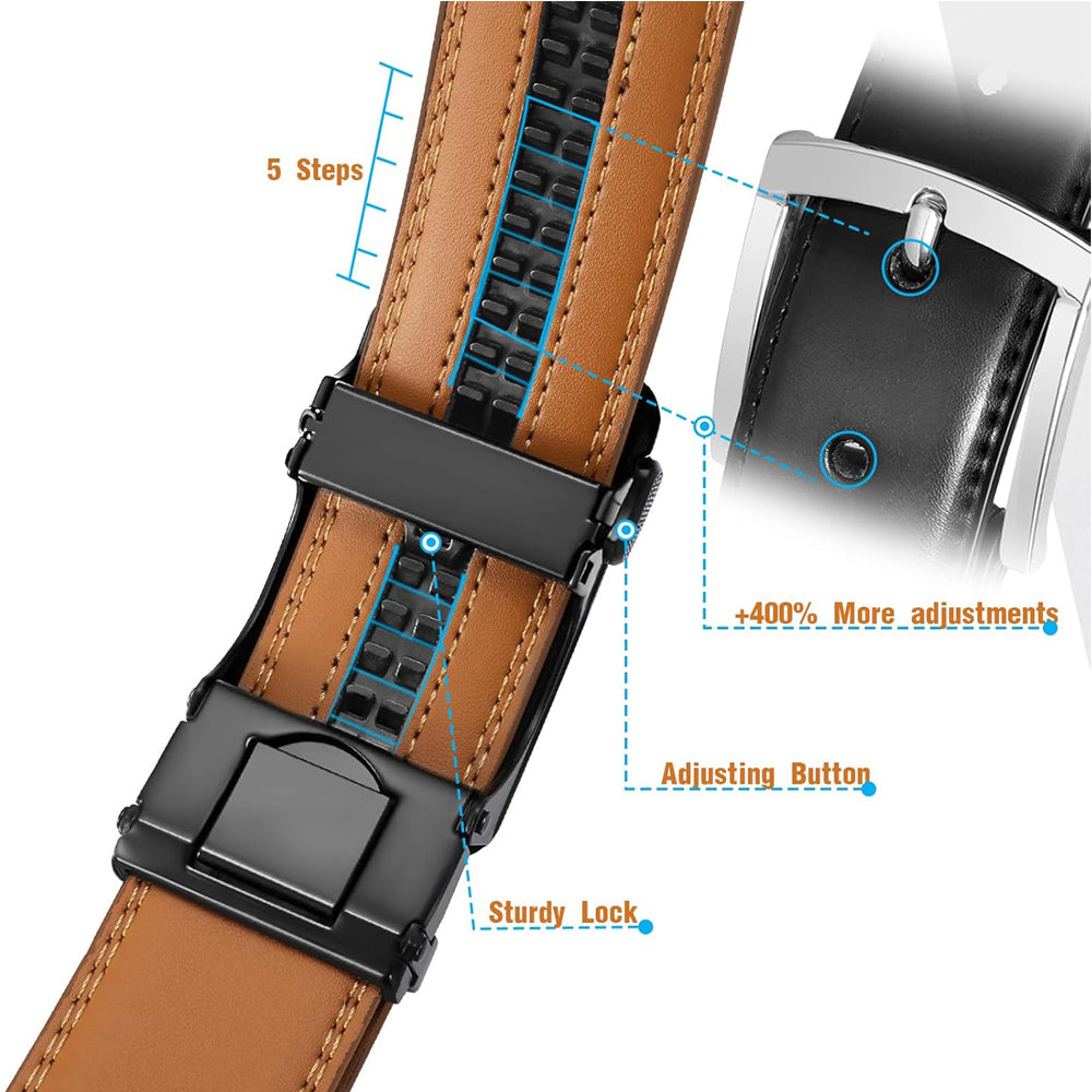 Men Belt Leather Belt For Men With Anti-Scratch Buckle Control Design For Formal Work Or Casual