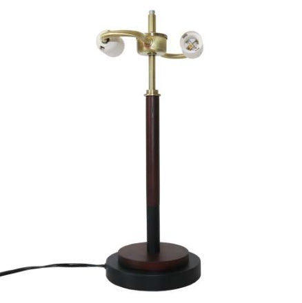 Modern Black Umbrella Table Lamp | Walnut Solid Wood Base & Metal Dome Shade | Decorative Nightstand/Desk Light (18" H)