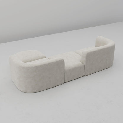 Acanva Luxury Modern Tight Curved Back Velvet Sofa, Minimalist Style Comfy Couch for Living Room Apartment, 4 Seater Modular Sectional, Cream