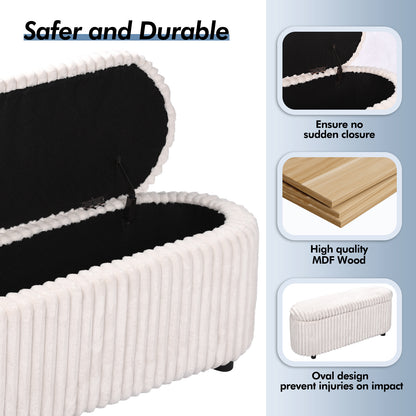 Linen Upholstered Storage Bench – Multifunctional Entryway, Living Room & Bedroom Ottoman