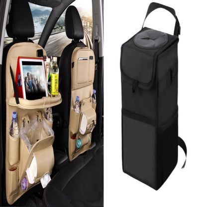 Leather Car Storage Bag Multifunction Seat Back Tray Hanging Bag Waterproof Car Organizer Automotive Interior Accessories