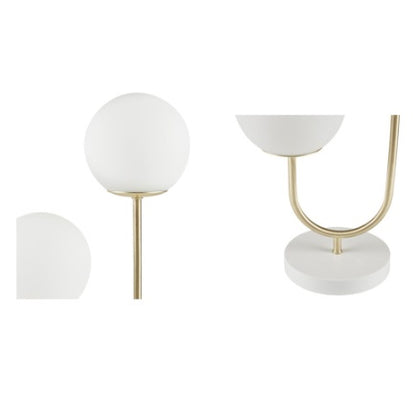 Modern 2-Light Globe Table Lamp | Gold/Brass Finish with Frosted Glass Shades | Contemporary Desk Light for Bedroom, Living Room (20" H)