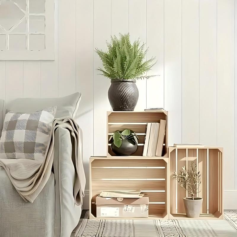 Three-piece Set Of Large Wooden Decorative Storage Boxes, Suitable For Weddings, Birthday Parties, Christmas And Thanksgiving Decorations.