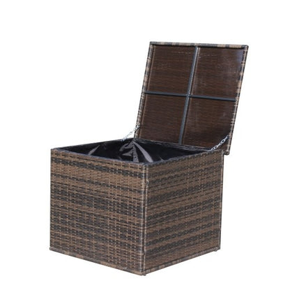 Brown Wicker Deck Storage Box | All-Weather Outdoor Furniture Cushion Bin