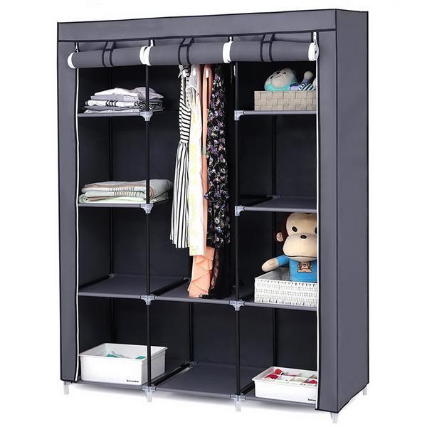 Wardrobe 4 Layers 10 Grids 130 X 45 X 167cm - Gray
