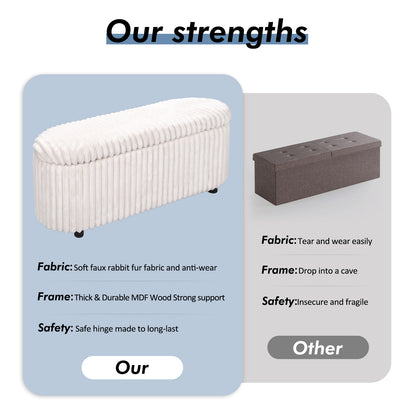 Linen Upholstered Storage Bench – Multifunctional Entryway, Living Room & Bedroom Ottoman