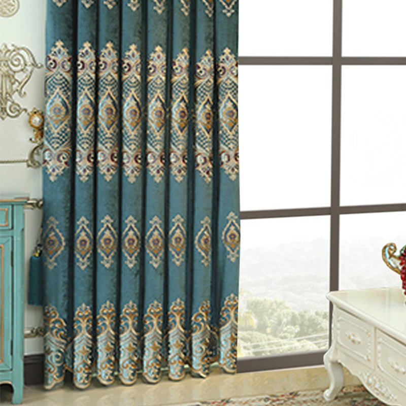 Luxury Embroidered Velvet Curtains – 2-Piece Blackout Drapes for Living Room & Bedroom