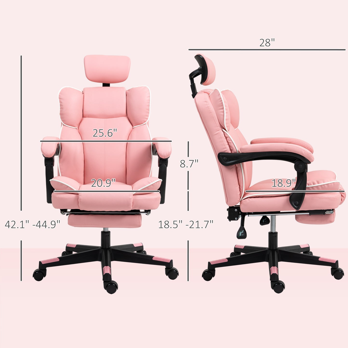 PU Leather Office Chair, Executive Desk Chair With Headrest, Foot Rest, Swivel Wheels, Reclining Computer Chair