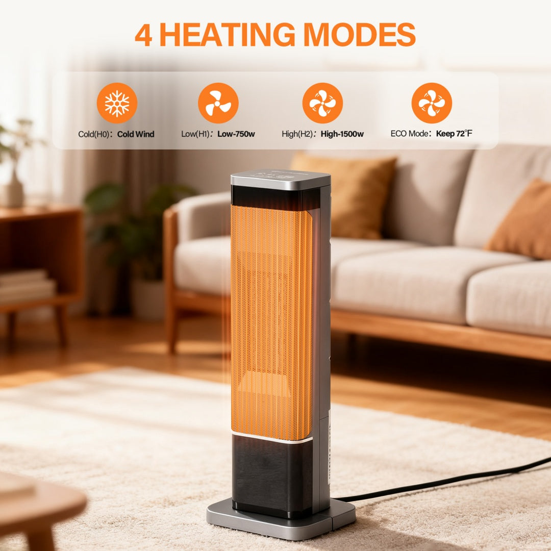 Space Heaters For Indoor Use 23inch, Portable Heater With 7 Light Colors