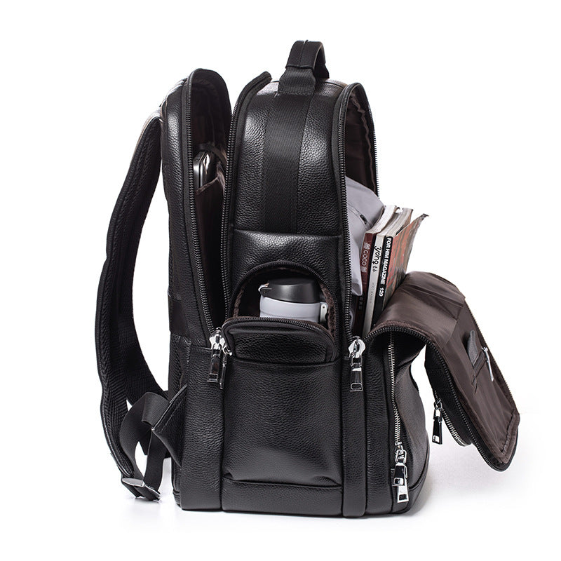 Genuine Leather Travel Backpack, Men's
