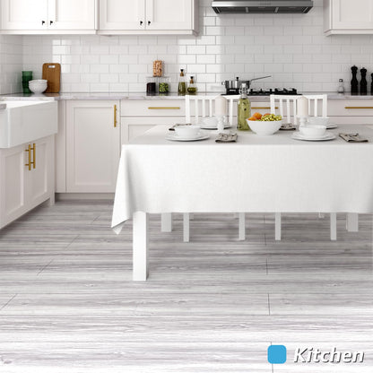 Stick Floor Tiles, 10Pcs Luxury Vinyl Plank Flooring Wood Look, 36" × 6" Adhesive and Waterproof Tile Sticker for Bedroom, Living Room, Kitchen, White/Grey