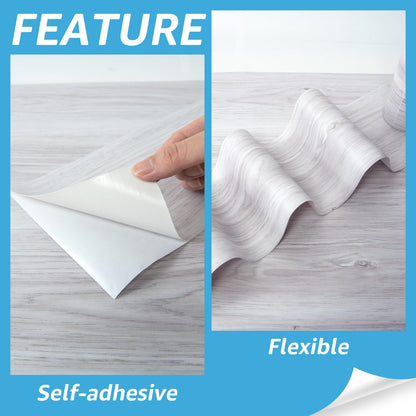 Stick Floor Tiles, 10Pcs Luxury Vinyl Plank Flooring Wood Look, 36" × 6" Adhesive and Waterproof Tile Sticker for Bedroom, Living Room, Kitchen, White/Grey