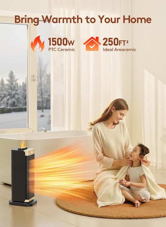 Space Heaters for Indoor Use, Staholz 3 in 1 Portable Space Heater with Humidifier/Ambient Light, Electric Heaters with Thermostat,70° Oscillation,12H Timer,Ultra-Quiet for Bedroom,Office(GD)