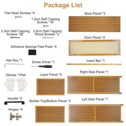 6-Tier Bamboo Shoe Cabinet with Doors – Freestanding Shoe Rack Organizer for Closet, Hallway, Living Room, 154lbs Max Load