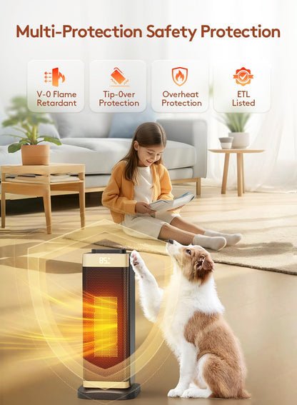 Space Heaters for Indoor Use, Staholz 3 in 1 Portable Space Heater with Humidifier/Ambient Light, Electric Heaters with Thermostat,70° Oscillation,12H Timer,Ultra-Quiet for Bedroom,Office(GD)