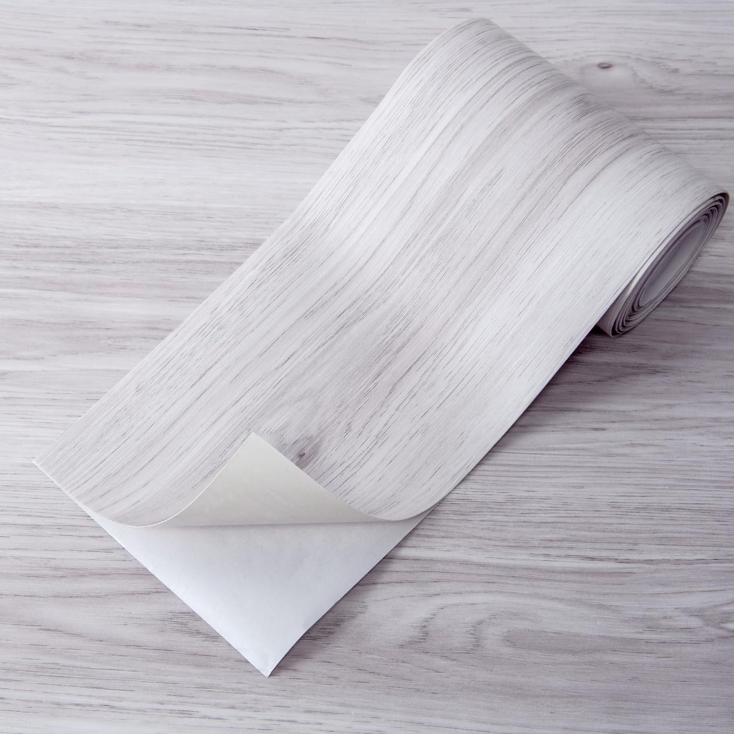 Stick Floor Tiles, 10Pcs Luxury Vinyl Plank Flooring Wood Look, 36" × 6" Adhesive and Waterproof Tile Sticker for Bedroom, Living Room, Kitchen, White/Grey