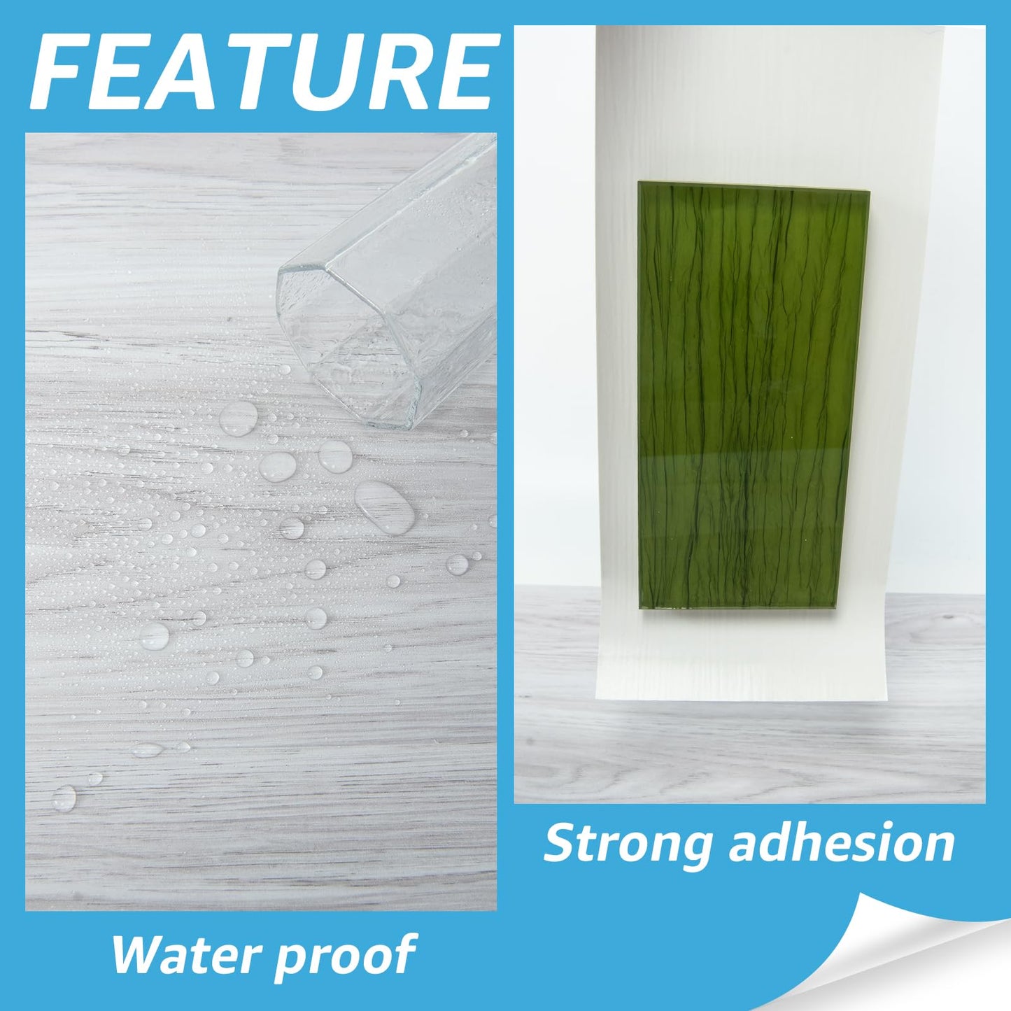 Stick Floor Tiles, 10Pcs Luxury Vinyl Plank Flooring Wood Look, 36" × 6" Adhesive and Waterproof Tile Sticker for Bedroom, Living Room, Kitchen, White/Grey