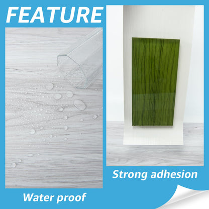 Stick Floor Tiles, 10Pcs Luxury Vinyl Plank Flooring Wood Look, 36" × 6" Adhesive and Waterproof Tile Sticker for Bedroom, Living Room, Kitchen, White/Grey