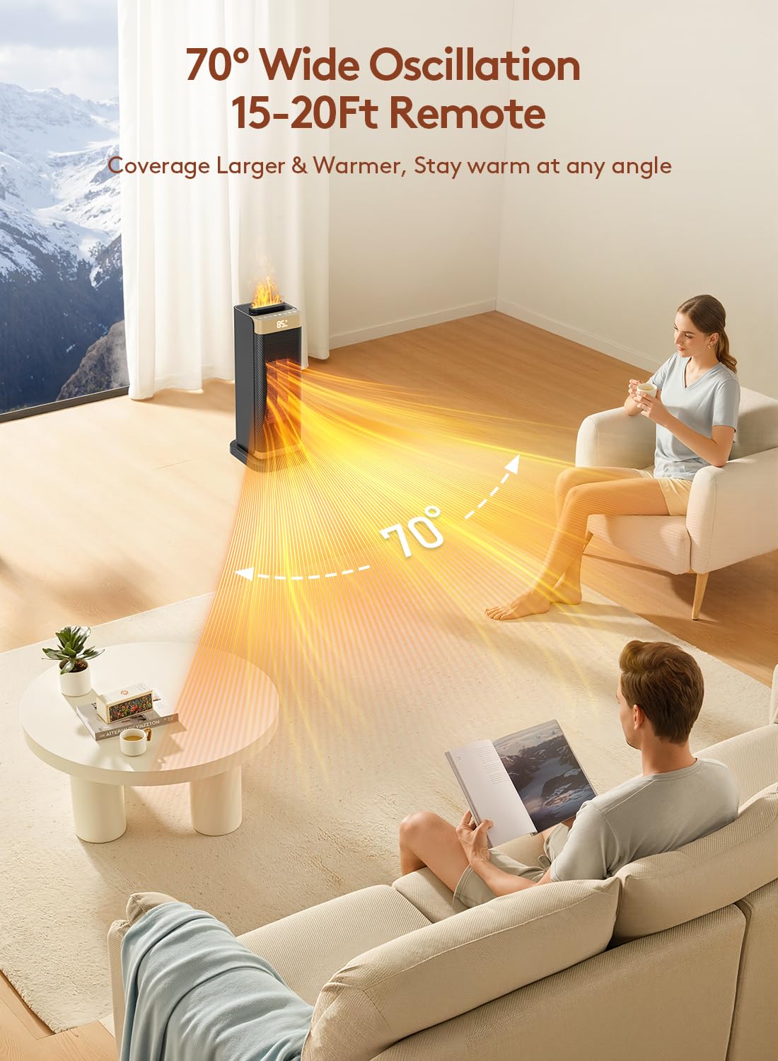 Space Heaters for Indoor Use, Staholz 3 in 1 Portable Space Heater with Humidifier/Ambient Light, Electric Heaters with Thermostat,70° Oscillation,12H Timer,Ultra-Quiet for Bedroom,Office(GD)