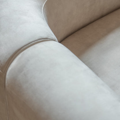 Acanva Luxury Modern Tight Curved Back Velvet Sofa, Minimalist Style Comfy Couch for Living Room Apartment, 4 Seater Modular Sectional, Cream