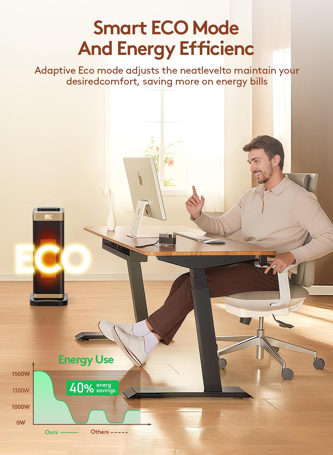 Space Heaters for Indoor Use, Staholz 3 in 1 Portable Space Heater with Humidifier/Ambient Light, Electric Heaters with Thermostat,70° Oscillation,12H Timer,Ultra-Quiet for Bedroom,Office(GD)