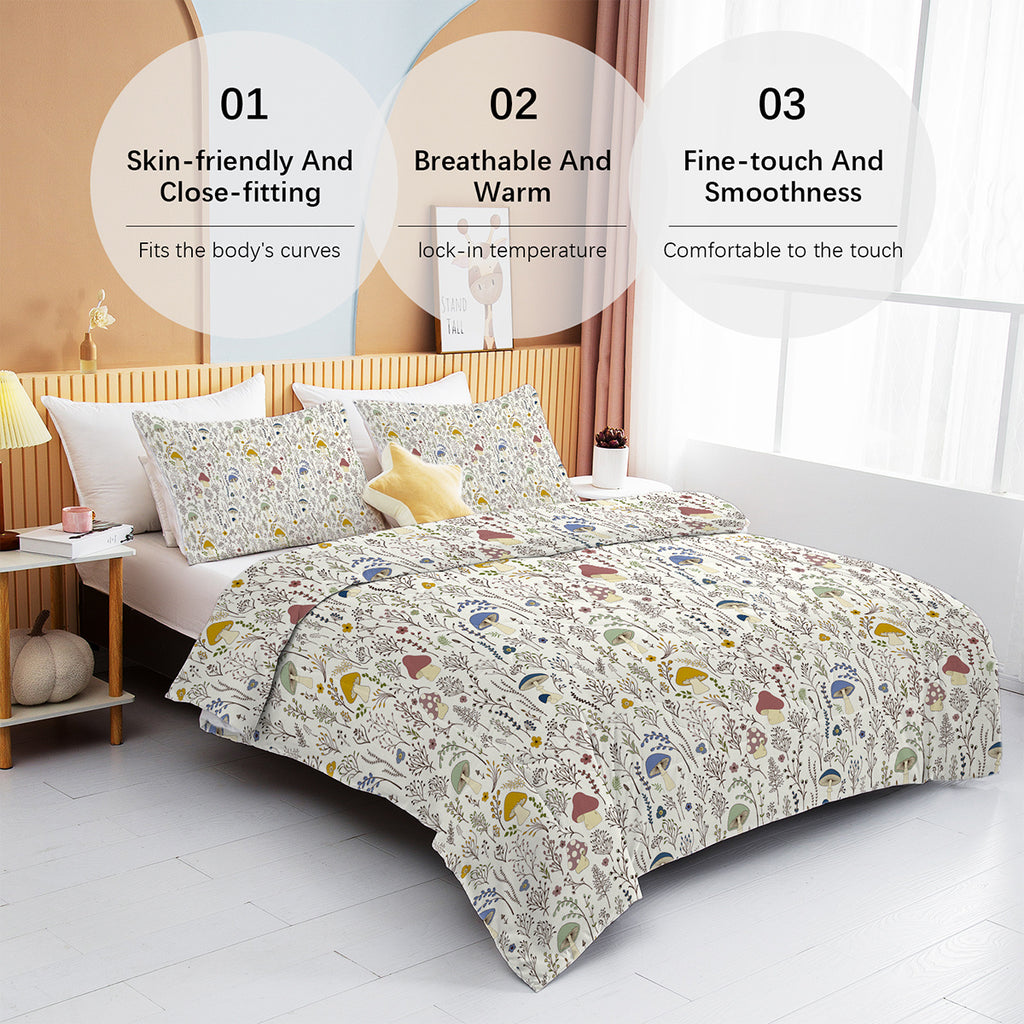 Microfiber Comforter Set, Mushroom Print