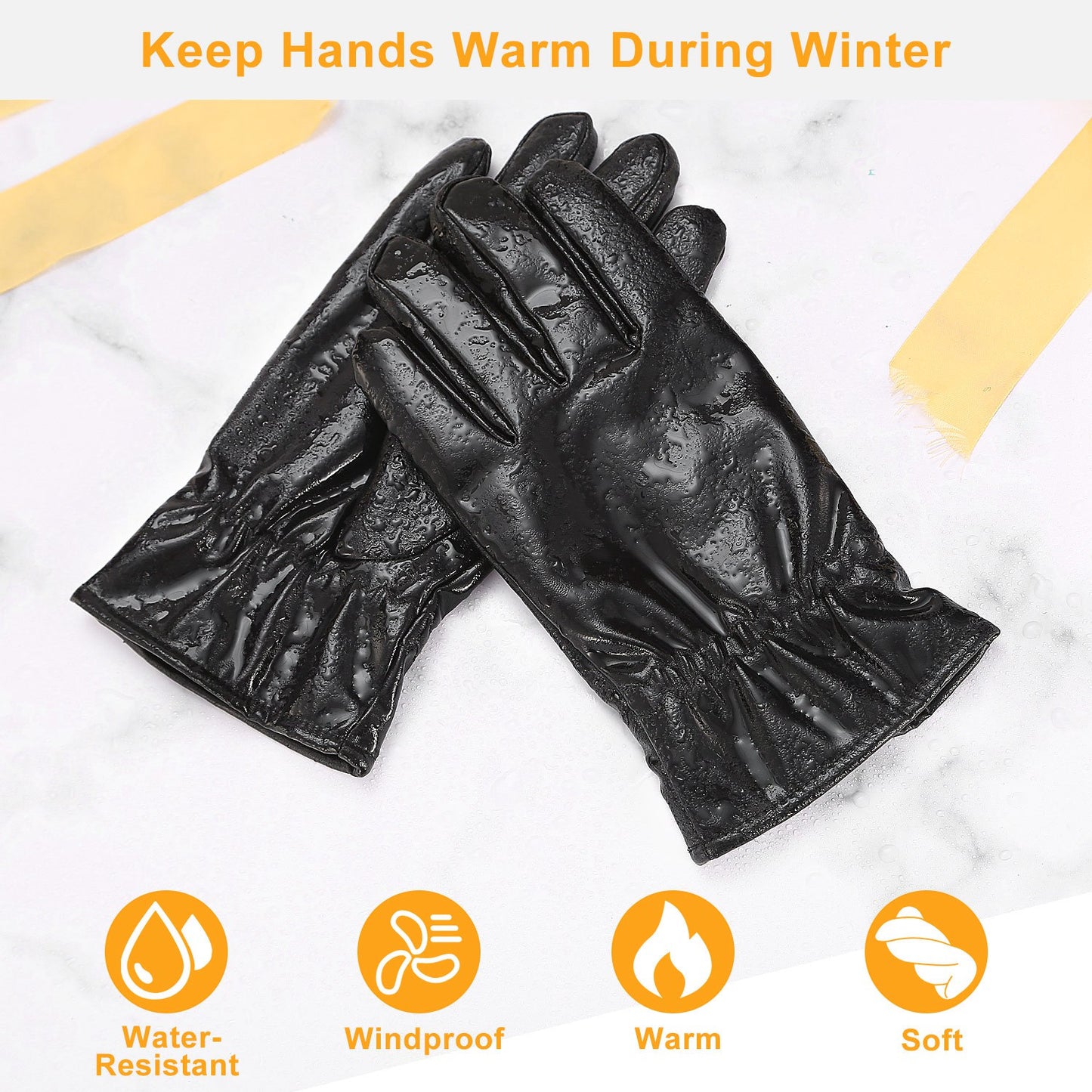 Unisex Black Leather Winter Gloves - Al-Noor Bazaar