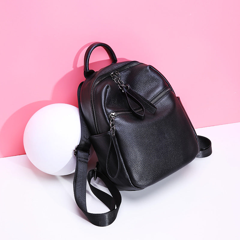 Leather Travel Backpack, Black