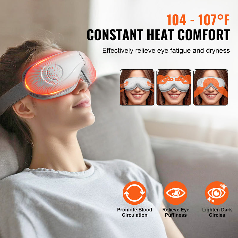 VEVOR Heated Eye Massager with Bluetooth & 5 Modes