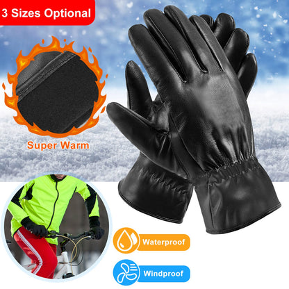 Unisex Black Leather Winter Gloves - Al-Noor Bazaar