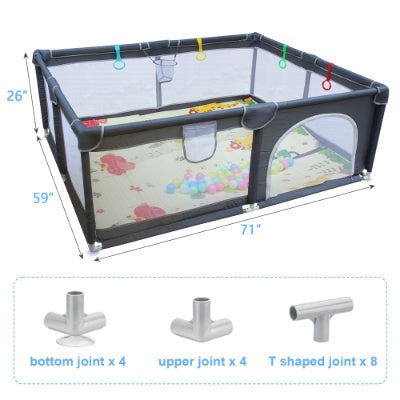 Extra Large Baby Playard (71x59) | Portable, Removable Fabric Playpen for Home & Backyard | Easy-Setup Safety Enclosure