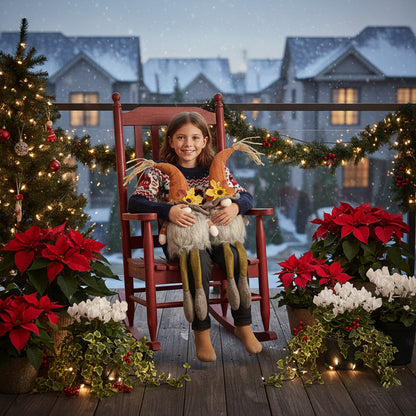 2PCS Set Christmas Gnome Decorations 5.5x3.5x20.5in Fabric Sitting Gnomes With Orange Hat & Maple Leaf Ideal For Fall Harvest & Thanksgiving Decor