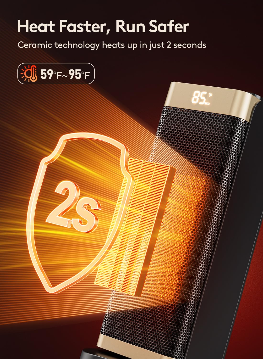 Space Heaters for Indoor Use, Staholz 3 in 1 Portable Space Heater with Humidifier/Ambient Light, Electric Heaters with Thermostat,70° Oscillation,12H Timer,Ultra-Quiet for Bedroom,Office(GD)