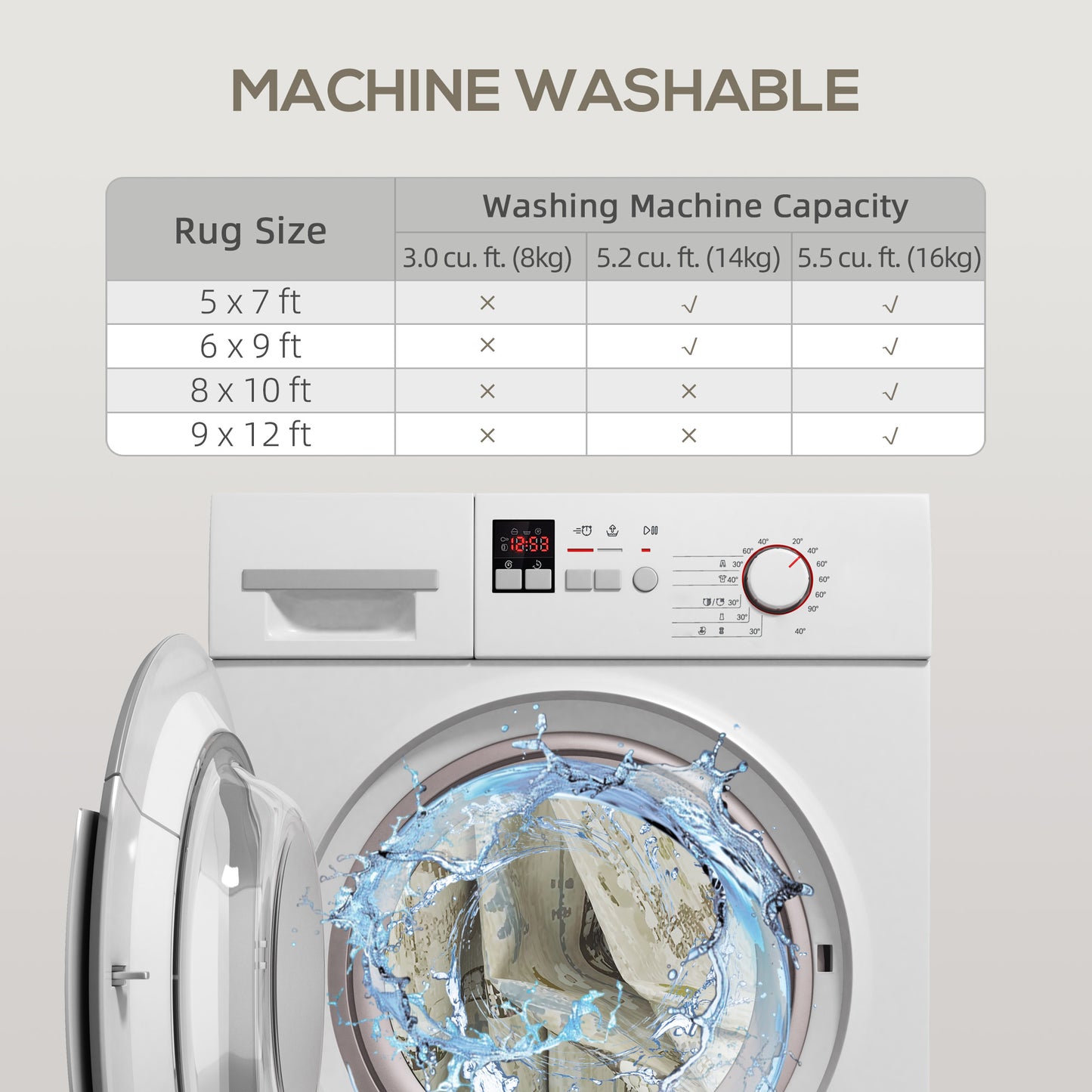 8x10 Area Rug, Indoor Boho Machine Washable Carpet For Living Room, Bedroom, Dining Room, Kitchen, Blue