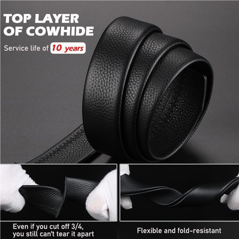 Men Belt Leather Belt For Men With Anti-Scratch Buckle Control Design For Formal Work Or Casual