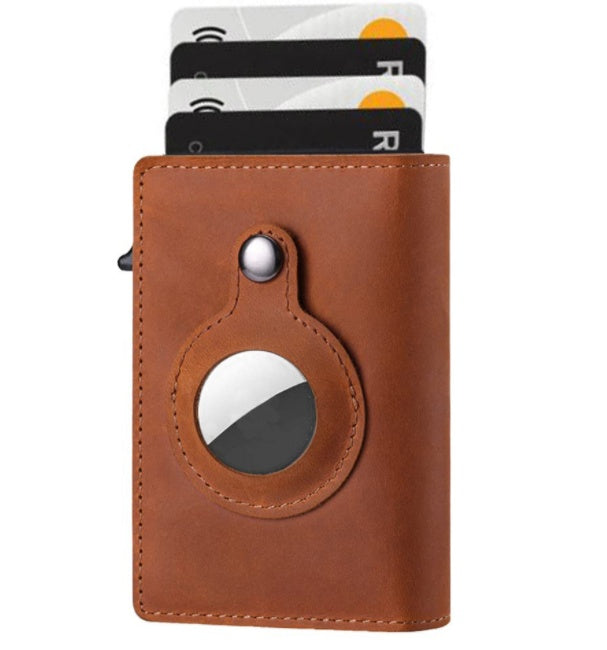 Leather AirTag Wallet with Aluminum Card Holder