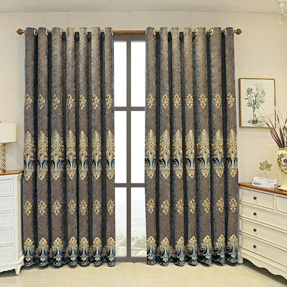 Luxury Velvet Embroidered Curtains – 1 Pair Blackout Drapes for Bedroom & Living Room
