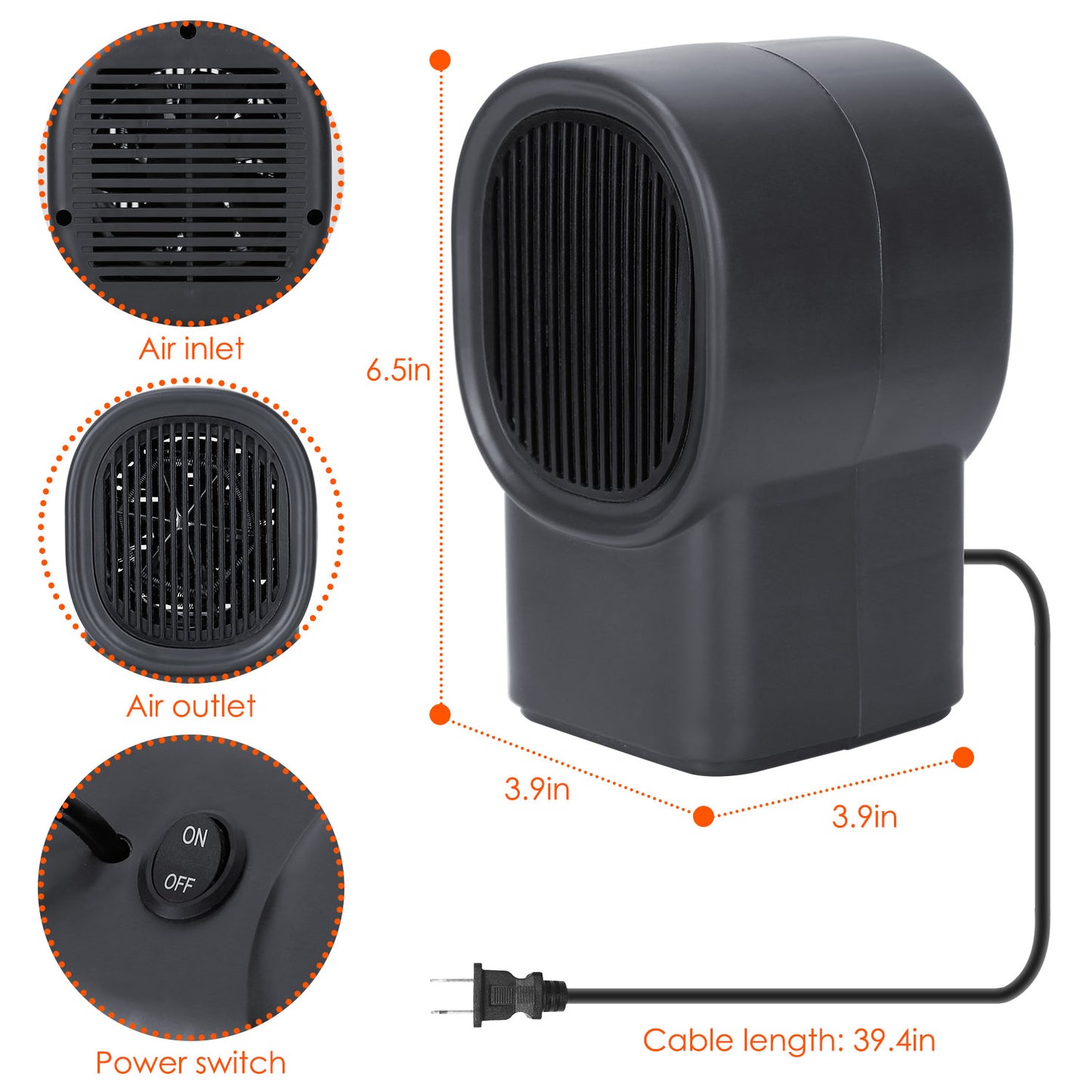 Portable Electric Space Heater 1Pc 400W, Mini Desktop Fan Heater Personal Small Space Heater For Home Office