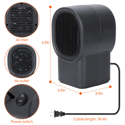 Portable Electric Space Heater 1Pc 400W, Mini Desktop Fan Heater Personal Small Space Heater For Home Office