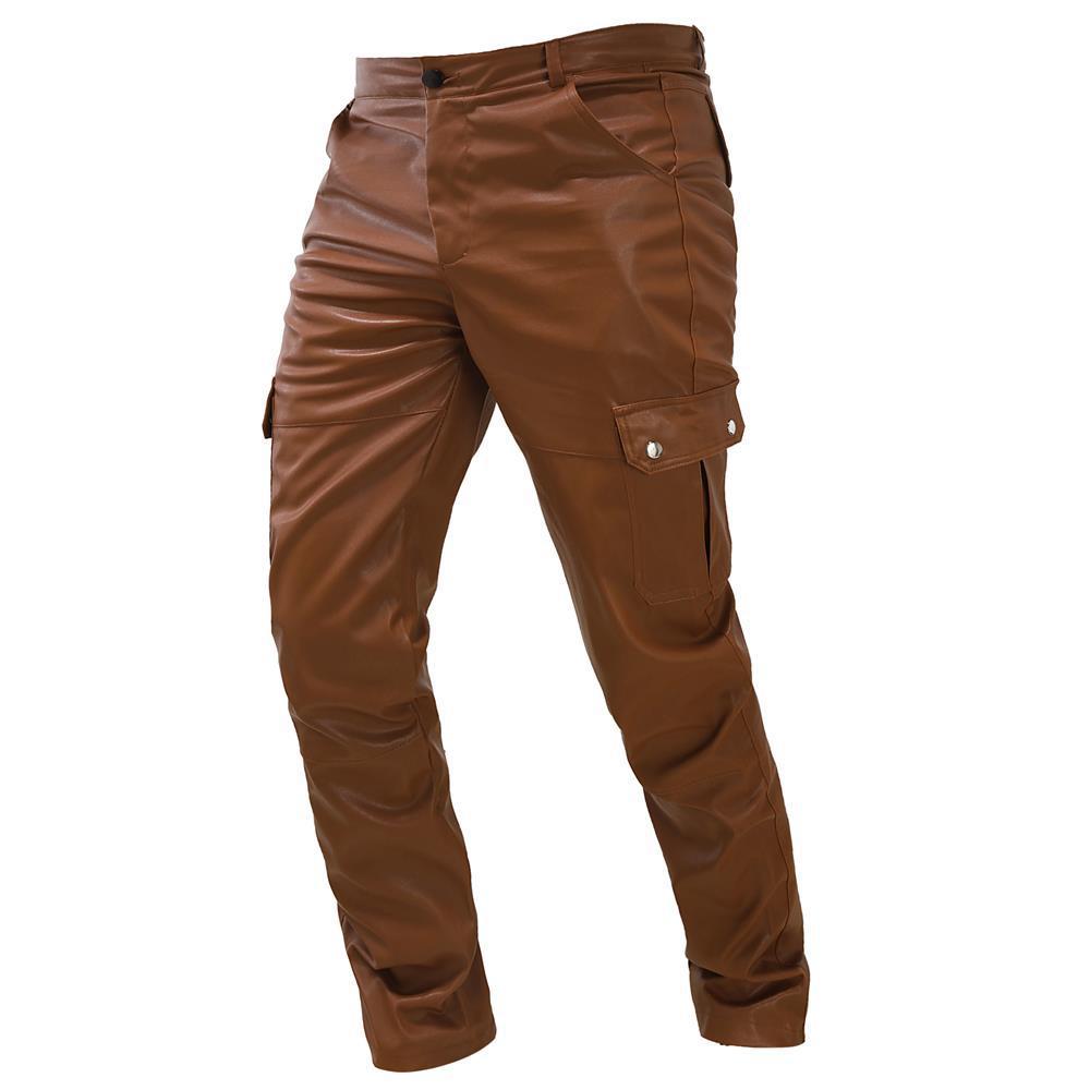 Tooling Straight Casual Men's Leather Pants
